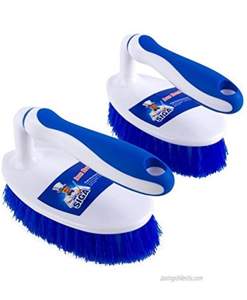 MR.SIGA Heavy Duty Scrub Brush with Comfortable Grip Cleaning Brush for Bathroom Shower Sink Floor 2-Pack