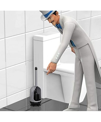 MR.SIGA Toilet Bowl Brush and Holder for Bathroom Non-Scratch TPR Bristles Under-Rim Brush Head Gray & Black 1 Pack