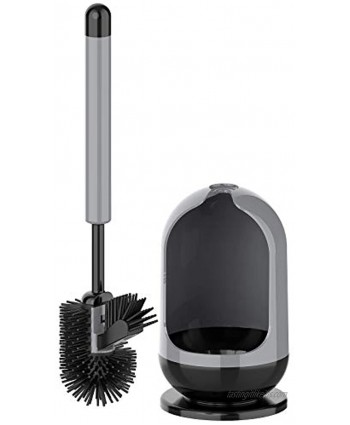 MR.SIGA Toilet Bowl Brush and Holder for Bathroom Non-Scratch TPR Bristles Under-Rim Brush Head Gray & Black 1 Pack