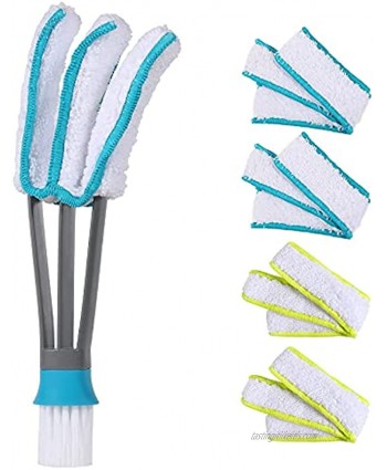 SetSail Blind Duster Window Blind Cleaner Duster Brush with 4 Microfiber Sleeves Blind Cleaning Tools for Vertical Blinds Air Conditioner Jalousie Dust Ceiling Fans Car Vents Jalousie Dust Collector…