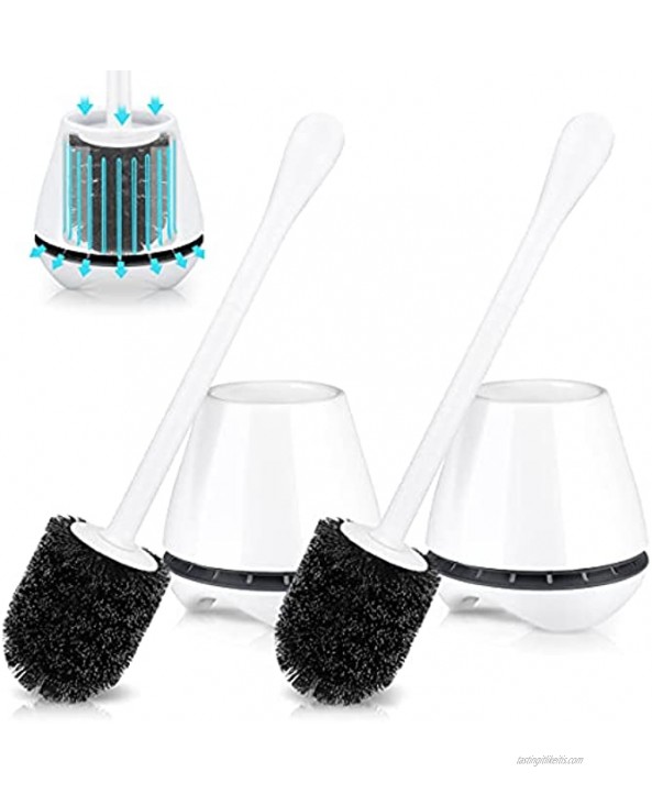 uptronic Toilet Brush and Holder 2 Pack Toilet Brush with Ventilated Holder Toilet Bowl Brush with Long and Large Handle for Bathroom-Toilet-Cleaning-Bristles-Comfortable