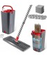 Flat Floor Mop and Bucket Set with 5 Microfiber Mop Pads Refills Easy Self-Wringing Cleaning Mop Bucket Wet and Dry Use for Laminate Tile Ceramic Marble Floors Cleaning