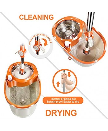Spin Mop Bucket with Wringer Set by Foot Pedal 5PCS Microfiber Mop Refills and 5 Cleaning Cloths 6L Spin Mop Bucket System for Hardwood Laminate Tile Floors Cleaning