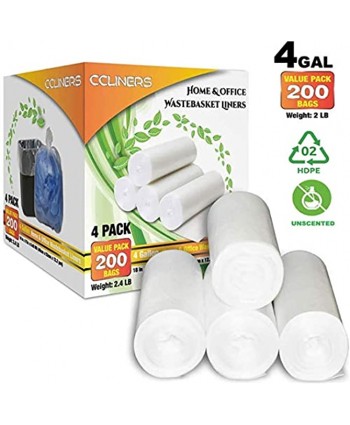 4 Gallon Small trash Bags Bathroom Garbage Bags Clear Plastic Wastebasket Trash Can Liners for Home and Office Bins 200 Count