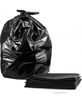 55-60 Gallon Contractor Trash Bags 3.0 Mil 50 Count w Ties Large Black Heavy Duty Garbage Bags,