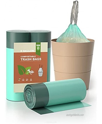 Compostable Trash Bags 8 Gallon Drawstring Trash Bags AYOTEE 50 Counts 8 Gallon Trash Bags 30 Liter Medium Trash Bags Unscented Garbage Bags for Bathroom,Kitchen Bedroom,Office,Car Trash Can