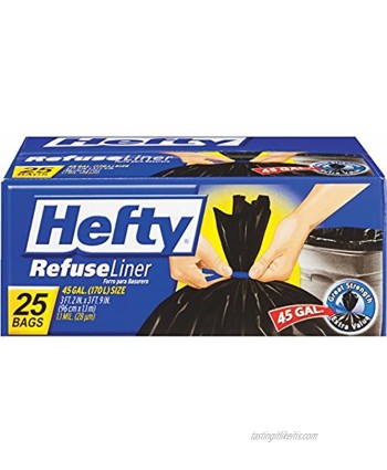 Hefty Extra Large Black Trash Bags for Curbside Bins 45 Gallon 25 Count