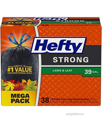 Hefty Strong Lawn & Leaf Trash Bags 39 Gallon 38 Count