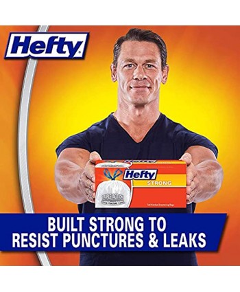 Hefty Strong Tall Kitchen Trash Bags White Unscented 13 Gallon 45 Count