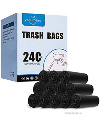 JASINCESS 4 Gallon Strong Trash Bags Garbage Bags Small Plastic Bags for home office kitchen Black 240