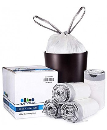 Plasticplace W4DSWH 4 Gallon White Drawstring Bags 200 Count