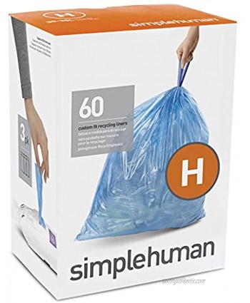 simplehuman Code H Trash Bags 60 Liners Blue Count