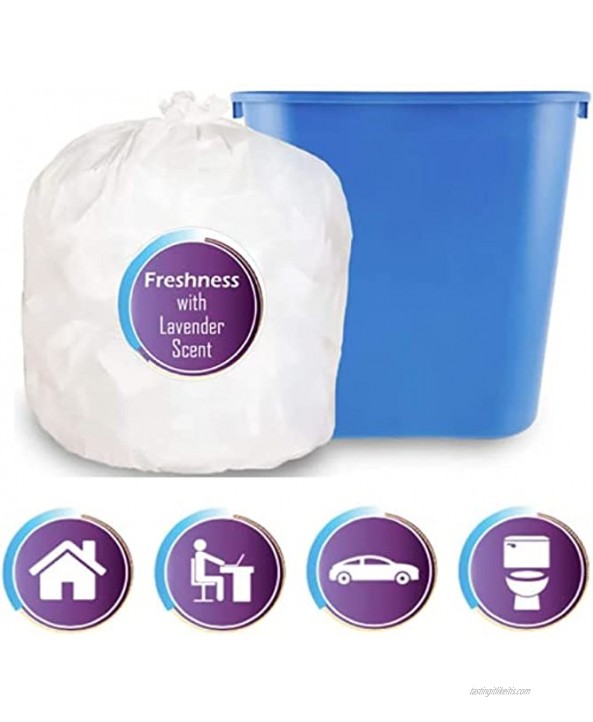 Small Trash Bags 200 Count CCLINERS 4 Gallon Garbage Bags White Bathroom 15 Liter Lavender Scented Diaper Bags Mini Wastebasket Trash Can Liners for Home Office Bins 200 Bags