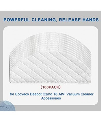 100 Pack Disposable Mop Pads Compatible with Ecovacs Deebot Ozmo T8 AIVI N8 Pro+ Robot Vacuum Cleaner White