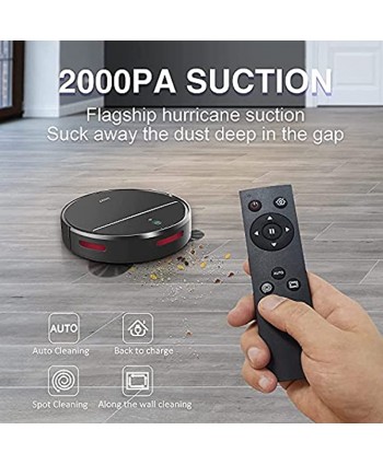 BAGO Robot Vacuum Cleaner 2000Pa Strong Suction Self-Charging Quiet Slim 600ML Dustbin Automatic Robotic Vacuum Cleaner with 4400mAh for Pet Hair Tile Floor Hard Floor Low Pile Carpet
