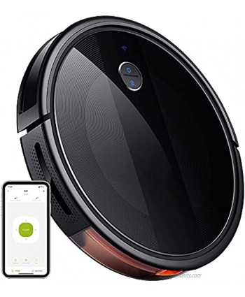 E20 Sweeping Robot Vacuum Cleaner Ultra-Thin Robotic Vacuum Wi-Fi Support Alexa & Google Assistant 150 Minutes 2000Pa Suction Automatic Charging for Hard Floor Carpet Pet Hair Black