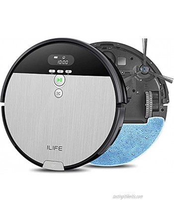 ILIFE V8s Robot Vacuum and Mop Combo Big 750ml Dustbin Enhanced Suction Inlet Zigzag Cleaning Path LCD Display Schedule Self-Charging Robotic Vacuum Cleaner Ideal for Hard Floor and Pet Hair.