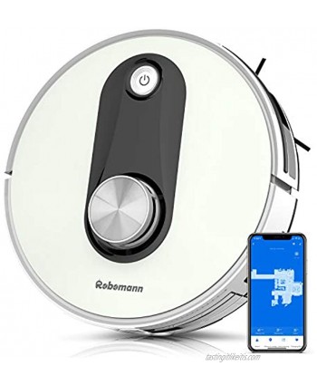 Robomann 361 Robot Vacuum Cleaner Laser Navigation Smart Wi-Fi Connected 2200Pa Selective Room Cleaning No-Go Zones Self Charge and Resume Can Clean Low-Pile Carpets Compatible with Alexa