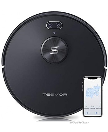 Robot Vacuum Cleaner Tesvor S6+ 2700Pa Precise Laser Navigation Robotic Vacuum for Pet Hair&Carpets&Hard Floors with Real-Time Mapping Smart Laser Object Recognition & No-go Zone 5200mAh Battery