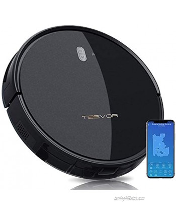 Tesvor Robot Vacuum Cleaner 4000Pa Strong Suction Robot Vacuum Alexa Voice and APP Control Self-Charging Robotic Vacuum Cleaner with 5200mAh Battery for Low-Pile Carpets Hard Floors and Pet Hair