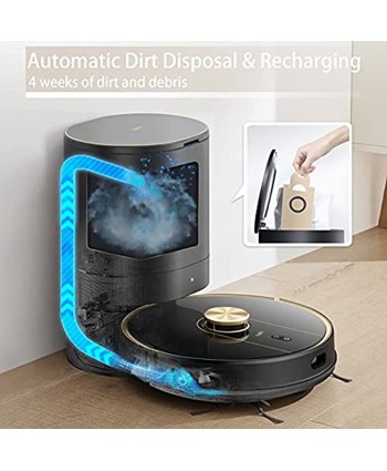 Uoni V980Plus Robot Vacuum Cleaner with Self-Emptying Dustbin Lidar Navigation Robotic Vacuums Multi-Floor Mapping 2700Pa Strong Suction with No-Go Zones 190 Mins Runtime for Pet Hair