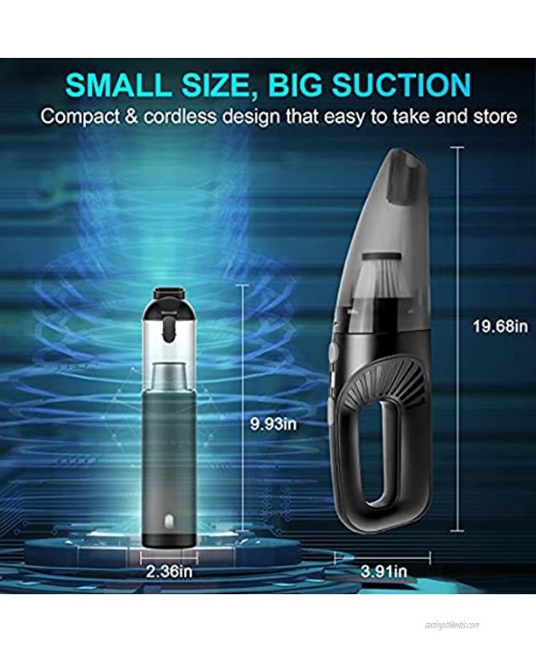 Cordless Car Vacuum Cleaner High Power Rechargeable Handheld Vacuum for Pet Hair Mini 7000pa Suction Vacuum Cleaner Ultra Lightweight Cordless Handheld Vacuum for Home Office Car