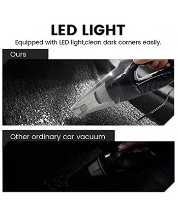 Handheld Vacuum Cleaner 7KPa 100W Powerful Suction Car Vacuum Cleaner Wet Dry Use Vac for Vehicle Cleaning -Black