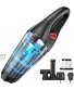Handheld Vacuum Cleaner Cordless 6000Pa Powerful Suction Lightweight Hand held Vac with Easy Dust Emptying Double HEPA Filter LED Light and Wall-Mount Charge for Pet Hair Dust Home and Car Cleaning