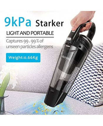 Handheld Vacuum Cordless Rechargeable 9Kpa Powerful Suction Hand Vacuum,Portable Lightweight Wet Dry Vacuum Cleaner with Washable Filter for Pet Hair Home and Car Cleaning