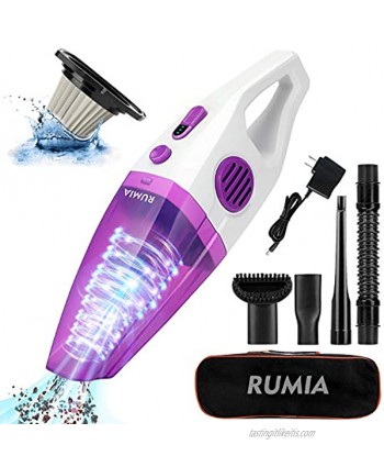 Handheld Vacuum Cordless RUMIA Upgraded 9000Pa Powerful Suction Vacuum Cleaner with Stainless Steel Filter Portable Lightweight Mini Vacuum Cleaner for Home & Car
