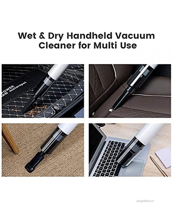 Handheld Vacuum Cordless,Vacuum Cleaners with Powerful Suction Lightweight Hand Vacuum 5000 Pa Rechargeable 100 W Portable Wet Dry 2200mAH Hand Vac for Car Furnitures Home-W