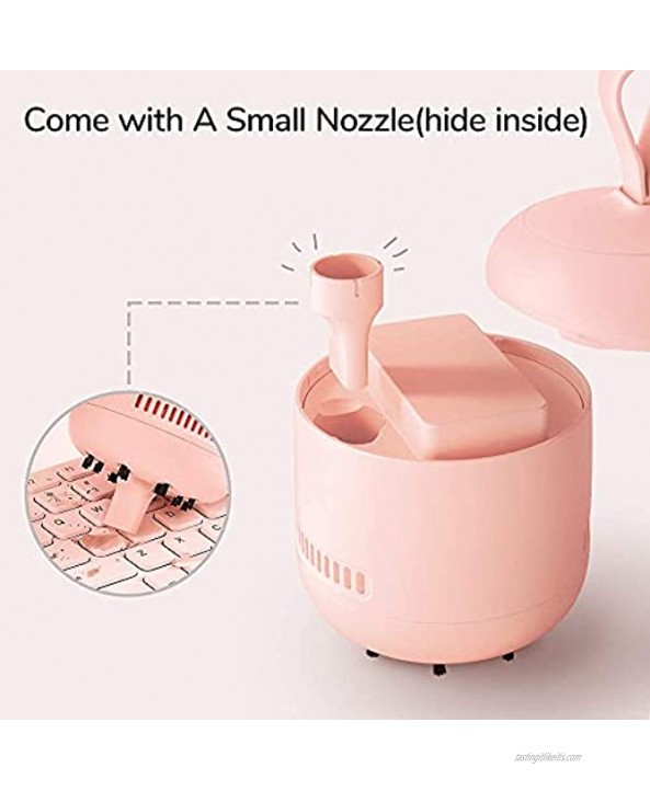 JISULIFE Desktop Vacuum Cleaner 1100 mAh Portable Mini Table Dust Sweeper with Vacuum Nozzle 2 Speeds 360º Rotable High Suction Cordless & Detachable Design for Home Office School-Pink