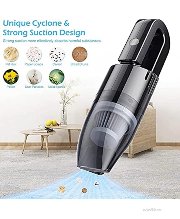 Portable Cordless Small Vacuum Cleaner Cordless car Vacuum Cleaner,Wet Dry Car Vacuum Cleaner for Pet Hair Home and Car Cleaning. 6KPa Strong Suction and 120W High Power.