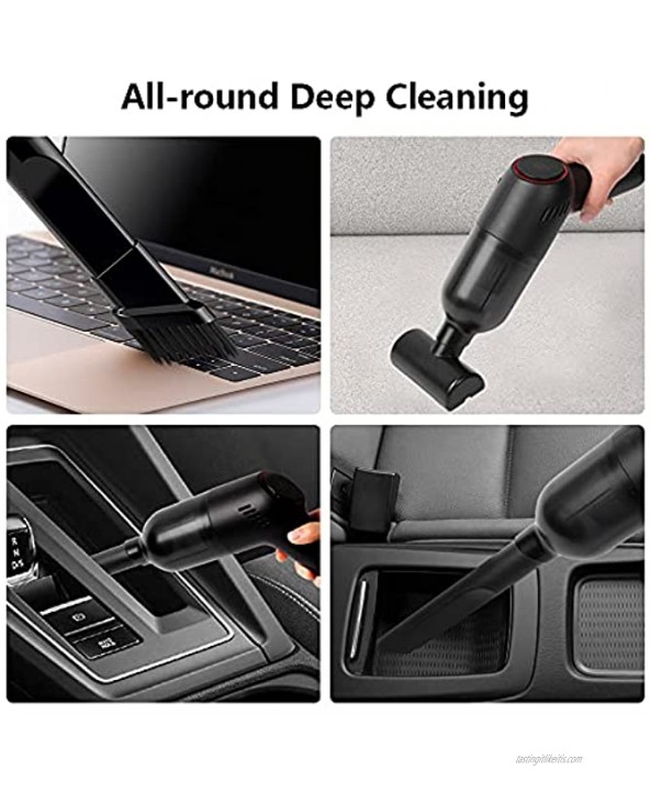 TLOG Handheld Vacuum Cleaner Cordless 8000Pa Strong Suction Portable Car Vacuum Cleaner Ultra-Lightweight Rechargeable Mini Auto Vacuum Cleaner with Bag & 3 Nozzles for Car and Home Cleaning