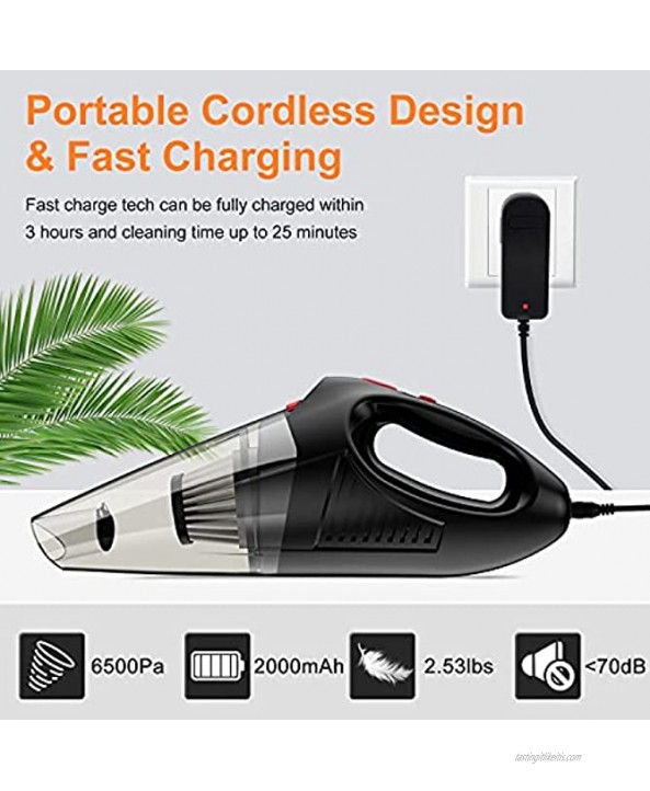 WOPULITE Handheld Vacuum Cleaner Hand Vacuum Cordless 7Kpa Powerful Cyclonic Suction Portable Vacuum Rechargeable Quick Charge Tech Mini Vacuum Wet Dry Vac for House Office