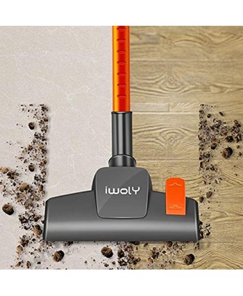 iwoly V600 Stick Vacuum Cleaner Corded 23 ft with 17KPa Powerful Suction Adjustable Lightweight Bagless Vacuum with HEPA Filter for Hard Floor Orange