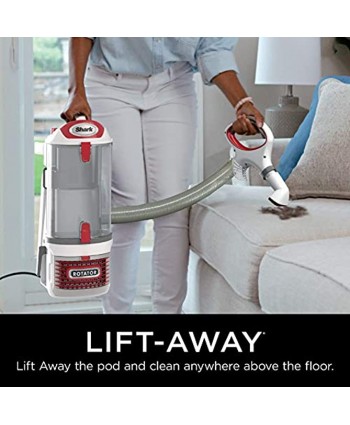 Shark Rotator Professional Upright Corded Bagless Vacuum for Carpet and Hard Floor with Lift-Away Hand Vacuum and Anti-Allergy Seal NV501 White with Red Chrome