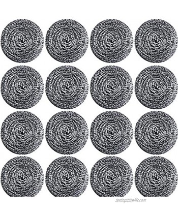 16 PCS Stainless Steel Sponges Scrubbers Cleaning Ball Utensil Scrubber Density Metal Scrubber Scouring Pads Ball for Pot Pan Dish Wash Cleaning for Removing Rust Dirty Cookware Cleaner 16 Packs