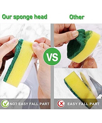 Dish Wand Refills SUPBEC Sponge Heads Brush Kitchen Cleaning Sponge Pads Heavy Duty Dish Wand Brush Sponge Refills Replacement Heads for Kitchen Sink Pot Cleaning Dish Sponge 12 Pieces