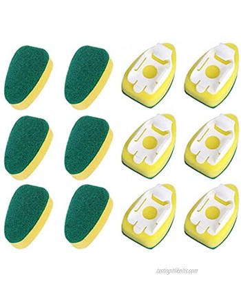 Dish Wand Refills SUPBEC Sponge Heads Brush Kitchen Cleaning Sponge Pads Heavy Duty Dish Wand Brush Sponge Refills Replacement Heads for Kitchen Sink Pot Cleaning Dish Sponge 12 Pieces