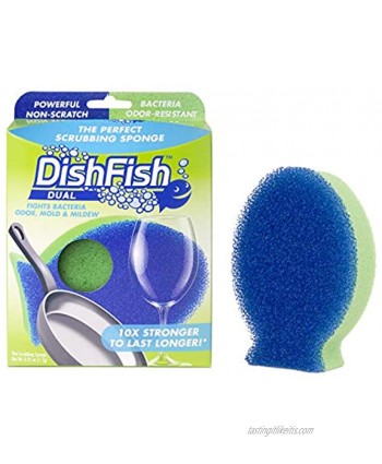 DishFish CP201-1A Dual Scrubber Sponge CP201-1 Multi-Purpose Cleaning Sponge 1-Pack