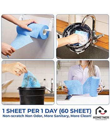 Disposable Non-Scratch Dish Sponge Scrub Scouring Sheets for Multipurpose Cleaning Kitchen Dishwashing Camping Heavy Duty Scouring Pads Polypropylene Blue 1 roll per 60 Days