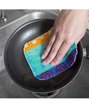 Reusable Dish Scrubber Sponge Set Non-Scratch Scouring Pads & Scrubbing Cloths Made of Natural Organic Cotton Fibers with Food-Grade Hardener Coating for Kitchen Bathroom & Household Cleaning 4