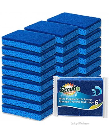 Scrubit Non-Scratch Cleaning Scrub Sponges- Scrubbing Dish Sponge Ideal for Washing Kitchen ,Dishes Bathroom &More – Dishwashing Sponge Along with A Thought Scrubber – 24 sponges