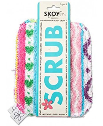 Skoy Scrub Non-Scratching Reusable Scrub for Kitchen and Household Use Environmentally-Friendly Dishwasher Safe 2-Pack – Assorted Colors