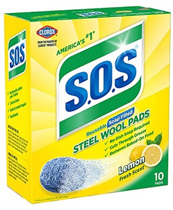 S.O.S Steel Wool Soap Pads Lemon Fresh 10 Count Pack of 6