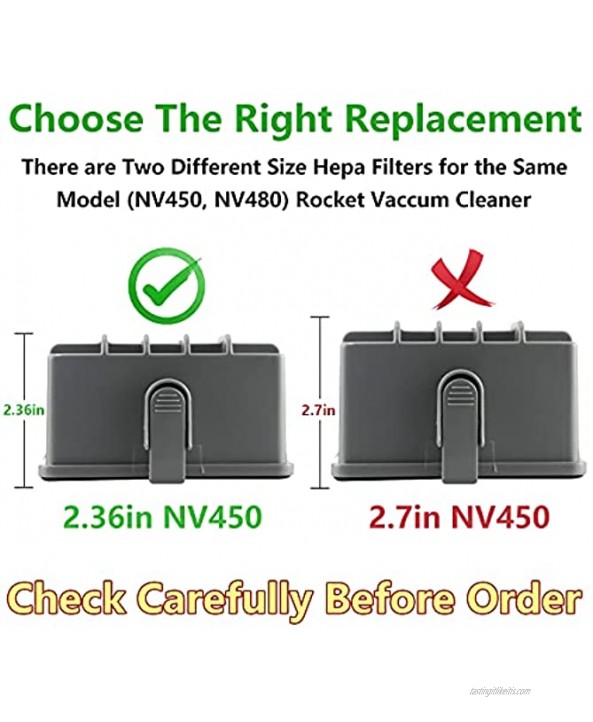 2 HEPA + 4 Foam Filter Kit Replacement for Shark Rotator NV450 NV451 Rocket NV472 NV480 NV481 NV482 NV484 Upright Vacuum Directly Replaces Part # XHF480 XHF450 Tall Size 2.36