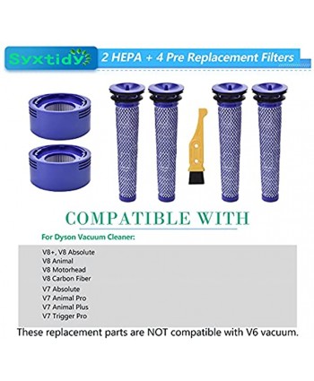 2 HEPA + 4 Pre Replacement Filters for Dyson V8+ V8 V7 Absolute Animal Motorhead Cordless Vacuum Cleaner,Replaces Part # 965661-01 & 967478-01