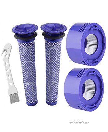 Lemige 2 Pre-Filters and 2 Post-Filters Replacement Compatible with Dyson V7 V8 Animal and Absolute Cordless Vacuum Compare to Part 965661-01 and 967478-01