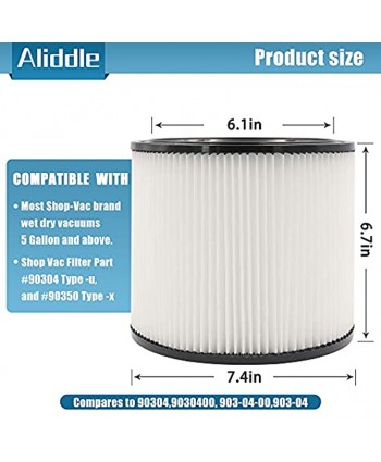 Aliddle Replacement Filter for Shop-Vac 90350 90304 90333 Replacement fits most Wet Dry Vacuum Cleaners 5 Gallon and above
